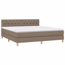 vidaXL Letto a Molle con Materasso e LED Tortora 160x200 cm in Tessuto - Vista aggiuntiva 3