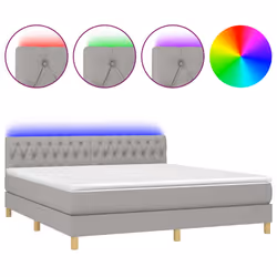 vidaXL Letto a Molle Materasso e LED Grigio Chiaro 180x200 cm Tessuto - Vista aggiuntiva 2