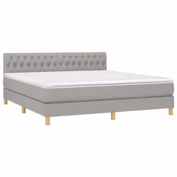 vidaXL Letto a Molle Materasso e LED Grigio Chiaro 180x200 cm Tessuto - Vista aggiuntiva 3