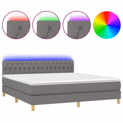 Letto a Molle Materasso e LED Grigio Scuro 180x200cm in Tessutocod mxl 98860 - Vista aggiuntiva 2