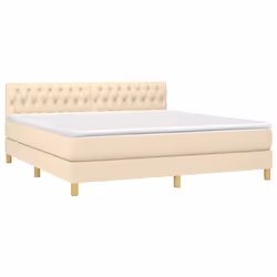vidaXL Letto a Molle con Materasso e LED Crema 180x200 cm in Tessuto - Vista aggiuntiva 3