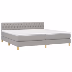 vidaXL Letto a Molle Materasso e LED Grigio Chiaro 200x200 cm Tessuto - Vista aggiuntiva 3