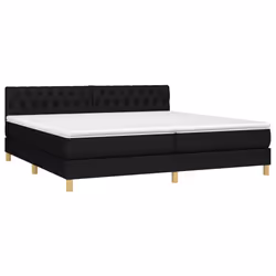 vidaXL Letto a Molle Materasso e LED Nero 200x200cm in Tessuto - Vista aggiuntiva 3