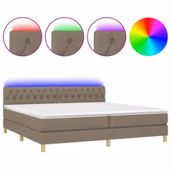 vidaXL Letto a Molle Materasso e LED tortora 200x200cm in Tessuto - Vista aggiuntiva 2