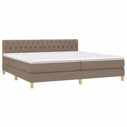 vidaXL Letto a Molle Materasso e LED tortora 200x200cm in Tessuto - Vista aggiuntiva 3