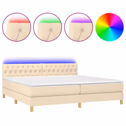 vidaXL Letto a Molle Materasso e LED bianco 200x200cm in Tessuto - Vista aggiuntiva 2