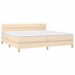 vidaXL Letto a Molle Materasso e LED bianco 200x200cm in Tessuto - Vista aggiuntiva 3