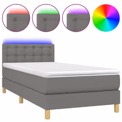 Letto a Molle Materasso e LED Grigio Scuro 100x200cm in Tessutocod mxl 98873 - Vista aggiuntiva 2