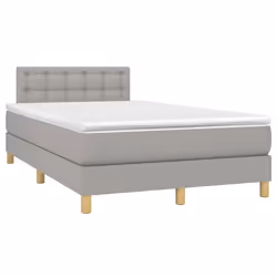 vidaXL Letto a Molle Materasso e LED Grigio Chiaro 120x200 cm Tessuto - Vista aggiuntiva 3