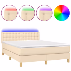 Letto a Molle con Materasso e LED Crema 140x190 cm in Tessuto cod mxl 74866 - Vista aggiuntiva 2