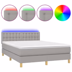 Letto a Molle Materasso e LED Grigio Chiaro 140x200 cm Tessutocod mxl 98871 - Vista aggiuntiva 2