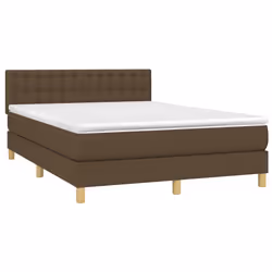 Letto a Molle Materasso e LED Marrone Scuro 140x200 cm Tessutocod mxl 98867 - Vista aggiuntiva 3