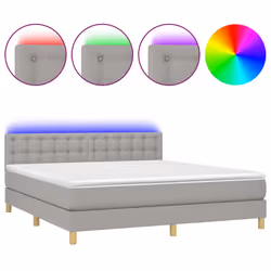 Letto a Molle Materasso e LED Grigio Chiaro 160x200 cm Tessutocod mxl 122795