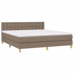 vidaXL Letto a Molle con Materasso e LED Tortora 160x200 cm in Tessuto - Vista aggiuntiva 3
