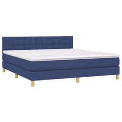 vidaXL Letto a Molle con Materasso e LED Blu 160x200 cm in Tessuto - Vista aggiuntiva 3