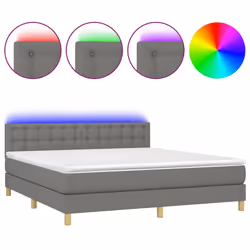 Letto a Molle Materasso e LED Grigio Scuro 180x200cm in Tessutocod mxl 98869 - Vista aggiuntiva 2