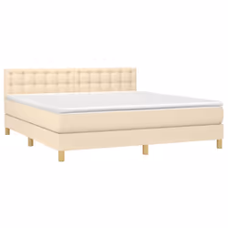 vidaXL Letto a Molle con Materasso e LED Crema 180x200 cm in Tessuto - Vista aggiuntiva 3