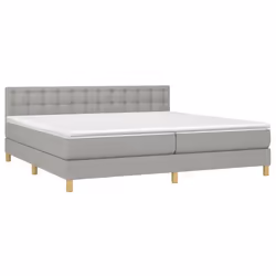 vidaXL Letto a Molle Materasso e LED Grigio Chiaro 200x200 cm Tessuto - Vista aggiuntiva 3