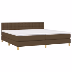 vidaXL Letto a Molle Materasso e LED Marronescuro 200x200cm in Tessuto - Vista aggiuntiva 3