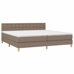 vidaXL Letto a Molle Materasso e LED tortora 200x200cm in Tessuto - Vista aggiuntiva 3