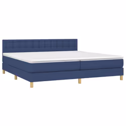 vidaXL Letto a Molle Materasso e LED Blu 200x200cm in Tessuto - Vista aggiuntiva 3