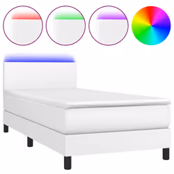 Giroletto Molle con Materasso e LED Bianco 90x190 cm Similpellecod mxl 74872