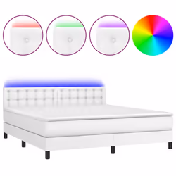 vidaXL Giroletto Molle con Materasso e LED Bianco 160x200cm Similpelle - Vista aggiuntiva 2