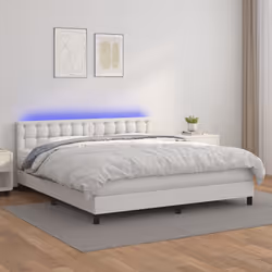 Giroletto Molle con Materasso e LED Bianco 180x200cm Similpellecod mxl 122814