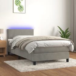 vidaXL Letto a Molle Materasso e LED Grigio Chiaro 80x200 cm Velluto