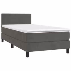 vidaXL Letto a Molle con Materasso e LED Grigio Scuro 80x200cm Velluto - Vista aggiuntiva 3