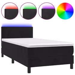 vidaXL Letto a Molle con Materasso e LED Nero 80x200 cm in Velluto - Vista aggiuntiva 2