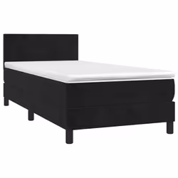 vidaXL Letto a Molle con Materasso e LED Nero 80x200 cm in Velluto - Vista aggiuntiva 3