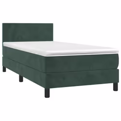 vidaXL Letto a Molle con Materasso e LED Verde Scuro 100x200cm Velluto - Vista aggiuntiva 3