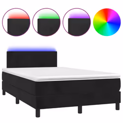 vidaXL Letto a Molle con Materasso e LED Nero 120x200 cm in Velluto - Vista aggiuntiva 2
