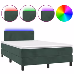 Letto a Molle con Materasso e LED Verde Scuro 120x200cm Vellutocod mxl 98888 - Vista aggiuntiva 2