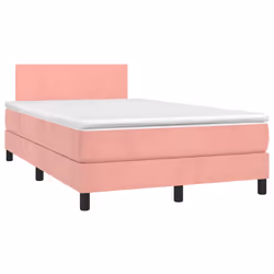 Letto a Molle con Materasso e LED Rosa 120x200 cm in Vellutocod mxl 122817 - Vista aggiuntiva 3