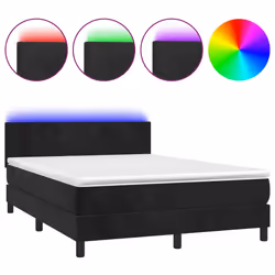 Letto a Molle con Materasso e LED Nero 140x190 cm in Vellutocod mxl 98896 - Vista aggiuntiva 2