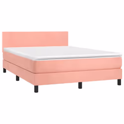 Letto a Molle con Materasso e LED Rosa 140x190 cm in Vellutocod mxl 122827