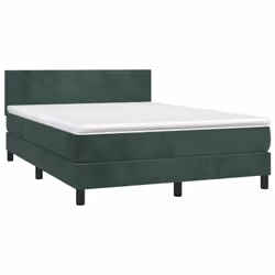 vidaXL Letto a Molle con Materasso e LED Verde Scuro 140x200cm Velluto - Vista aggiuntiva 3
