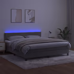 vidaXL Letto a Molle Materasso e LED Grigio Chiaro 180x200 cm Velluto - Vista aggiuntiva 3