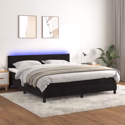Letto a Molle con Materasso e LED Nero 180x200 cm in Vellutocod mxl 122830