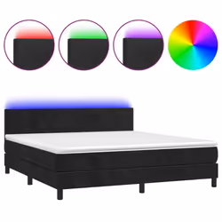 Letto a Molle con Materasso e LED Nero 180x200 cm in Vellutocod mxl 122830