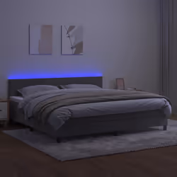 vidaXL Letto a Molle Materasso e LED Grigio Chiaro 200x200 cm Velluto - Vista aggiuntiva 3