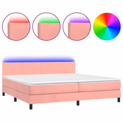 vidaXL Letto a Molle con Materasso e LED Rosa 200x200 cm in Velluto - Vista aggiuntiva 2