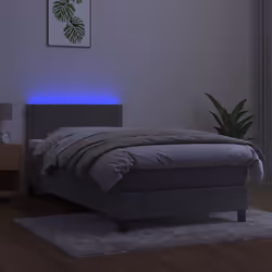 Letto a Molle Materasso e LED Grigio Chiaro 90x190 cm Vellutocod mxl 122824 - Vista aggiuntiva 3