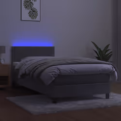 vidaXL Letto a Molle Materasso e LED Grigio Chiaro 90x200 cm Velluto - Vista aggiuntiva 3