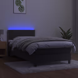 vidaXL Letto a Molle con Materasso e LED Grigio Scuro 90x200cm Velluto - Vista aggiuntiva 3