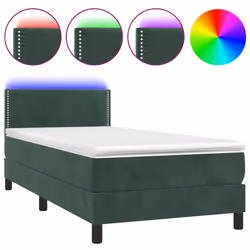 Letto a Molle con Materasso e LED Verde Scuro 100x200cm Vellutocod mxl 74904