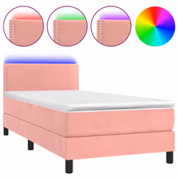 Letto a Molle con Materasso e LED Rosa 100x200 cm in Vellutocod mxl 74894 - Vista aggiuntiva 2