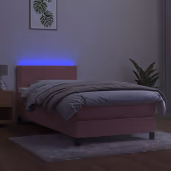 Letto a Molle con Materasso e LED Rosa 100x200 cm in Vellutocod mxl 74894 - Vista aggiuntiva 3